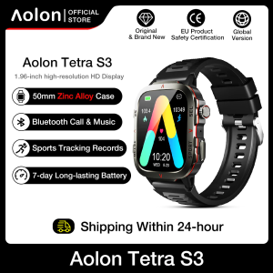 【Tahan Air 3ATM】Aolon Tetra S3 Smartwatch Pria Tahan Air Kecepatan Lari 196 Mode Olahraga Panggilan Bluetooth Daya Tahan Baterai 420mAh Mini Game Smartwatch Terbaru 2025