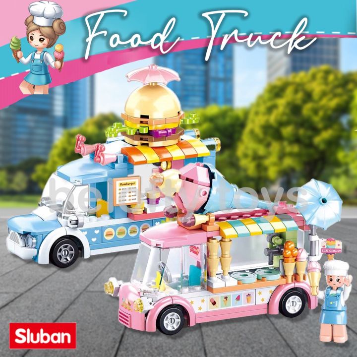 Mainan Balok Sluban Bricks Truk Makanan Food Truck Girls Dream