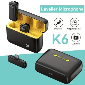 ♥Ready Stock +FREE♥K6 New Wireless Lavalier Microphone Portable Audio Video Recording Mini Mic Live Broadcast Gaming Phone Mic for iPhone Android