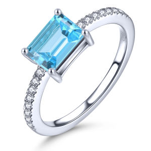 Lohaspie Jewelry Real 1.3 Carats Sterling Silver 925 Original Natural London Blue Topaz Ring Silver Ring 925 Original For Women Blue Topaz Ring Silver 925 Silver Jewelry