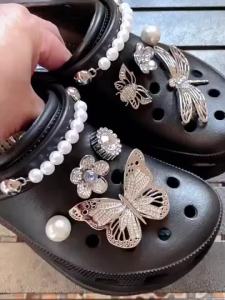 JJBXC CHARM โลหะรองเท้าหัวเข็มขัด cross เครื่องประดับรองเท้า Silver Alloy แมลง Five-pointed Star เพชรสีขาว DIY รองเท้าแฟชั่นอุปกรณ์เสริม