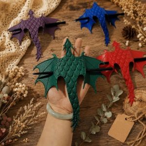 CHAMPIONBABY With Wooden Stick Medieval Leather Dragon Hair Stick Carved Dragon Gothic Flying Dragon Wing Hair Accessory Fantasy Dragon Vintage Hair Fork Halloween
