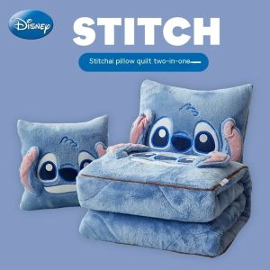 Stitch Throw Pillow Blankets Two In One Kawaii Flannel Pillow Thickened Nap Blanket Living Room Bedroom Decoration