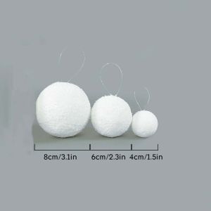 6Pcs White Christmas Balls Ornament for Tree Shatterproof PE Foam Ball for Holiday Decor Pendants 8/6/4cm