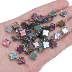 10pcs 10mm Crystal Glass Lucky Leaves Beads Charm Loose Spacer Beads for Earring Bracelet Necklace DIY Jewelry Making