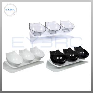 Triple Elevated Plastic Feeder Removable Cat Bowl Stylish & Functional Elevated Design for Multiple Cats