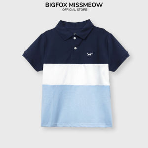 Áo polo cho bé trai Bigfox Miss Meow vải cá sấu cotton có cổ phối màu size đại trẻ em 7-15 tuổi 30kg 40kg