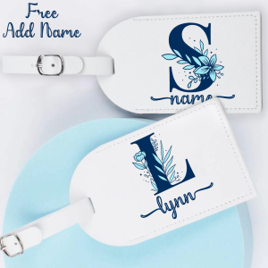 Blue Letter Design Suitcase Label Personalized Customized Name Travel Accessories Fashion Luggage Check-in Tag The Best Gift for Friends 🎁 [Leave Me Name in Chat]
