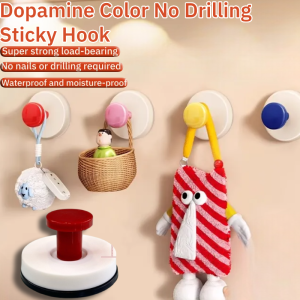 Powerful Vacuum Suction Cup Hook Punch-Free Strong Load-Bearing Sticky Hook Dopamine Color Wall Hook
