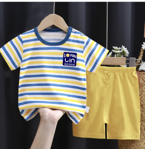 Korean Style T-shirt and Short Set Terno for Kids Baby Boys 3 months to 5 years old Summer Kids Clothes 3 months to 5 years old 100% Cotton  Korean Style Baby Kids Clothing Set