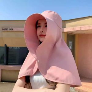 Topi Muslim Pelindung Matahari Selendang Besar untuk Wanita Topi Pinggiran Lebar Topi Umbroh