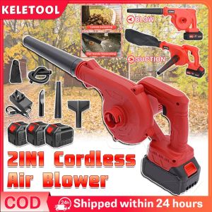 2 In 1 Cordless Leaf Air Blower Dust Cleaner Home Electric Leaf Vacuum Suction Handheld Leaf Sweeper Dust Collector Cleaner Garden Car