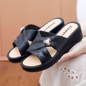 Free Shipping New Womens Wedge Sandals Summer Elegant High Heels Durable Non-Slip Height-Increasing Comfortable Fashionable