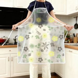 TEWUB Stain-resistant Waterproof Printed Apron Extended Length Oil-proof Cooking Apron Easy Clean Wear-resistant Dishwashing Cleaning Apron Kitchen