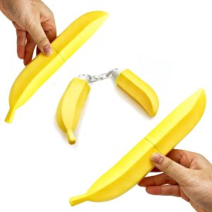 SHEBE668 Creative Banana Nunchucks Toy 3D Printed Simulation Fruit Thumb Chucks Toys Novelty Realistic Banana Folding Toy Party Costume