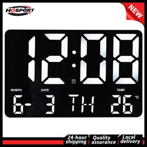 【Free Shipping】 Smart Digital Alarm Clock with Temperature and Date Function for Home and Office Use Large Screen Black