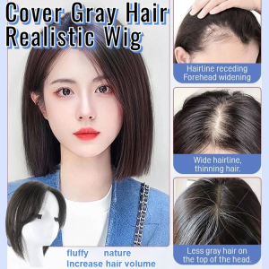 Cover Gray Hair Realistic Wig Replenish Hair Volume Women Fluffy Wig With Bangs One Piece Invisible Wig
