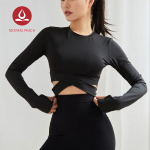 MOVING PEACH Trang Phục Thể Thao Áo Tập Yoga Đào Di Chuyển Áo Phông Áo Tập Yoga Nhanh Khô DST Nữ