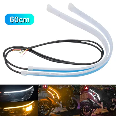 ผลิตภัณฑ์ใหม่ 2เส้น ไฟเดย์ไลท์ พร้อมไฟเลี้ยว LED แบบวิ่ง30/45/60cm ไฟวิ่งกลางวันสองสี ลำแสงไฟเลี้ยว ไฟน้ำตา กลางวันไฟตัดหมอก ไฟตัดหมอก หลอดไฟ LED บางเฉียบชั
