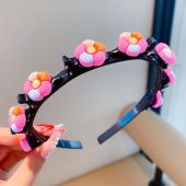 Cartoon Braided Hairband for Kids Korean Style Cute Baby Headband with Clip Fashion Girl Hair Accessories