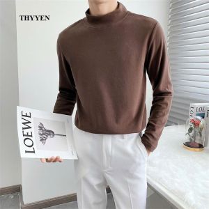 Áo Cổ Lọ Nam Tay Dài Phong Cách Tối Giản Chất Thun Mềm Co Giãn