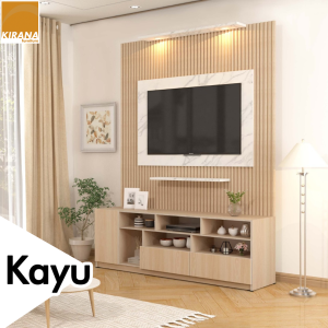 KIRANA Staten - Meja TV Kayu / Bufet TV / Rak TV / Lemari TV / Backdrop TV Motif Marmer Modern Minimalis