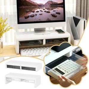 MINIFELE 262 Plastic Computer Monitor Stand with Drawer Desktop Computer Heightening Rack  Desktop Storage Box