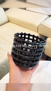 BF Creative Plastic Desktop Storage Box Stationery Cosmetic Sundries Organizer Basket Black/White 1Pc