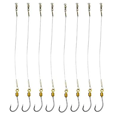 5Pcs Anti-Bite Stainless Steel Wire Leader Fishing Rigs Hooks Line Tackle Tool