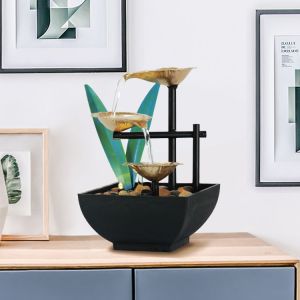 Christmas present 7.9 Inch Relaxation Waterfall LED Decorative Indoor Tabletop Water Fountain
