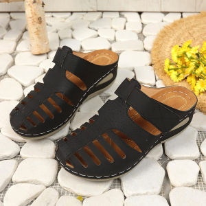 Free Shipping New Summer Collection: Plus-Size WomenS Shoes Thick-Soled Half-Toe Openwork Breathable Wedge-Heeled Round-Toe Casual Sandals.