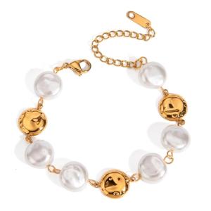 Fashionable Women Stainless Steel Glass Pearls Bangle Party Accessories Wedding for Fashion Look