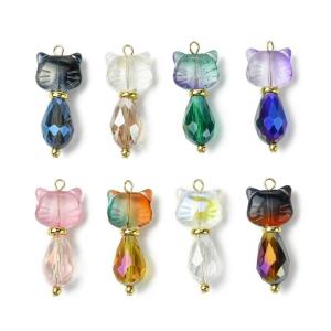 5PCs/8pcs mèo quyến rũ để làm phong cách màu men nhiều màu mặt dây chuyền động vật Keychain làm phụ kiện