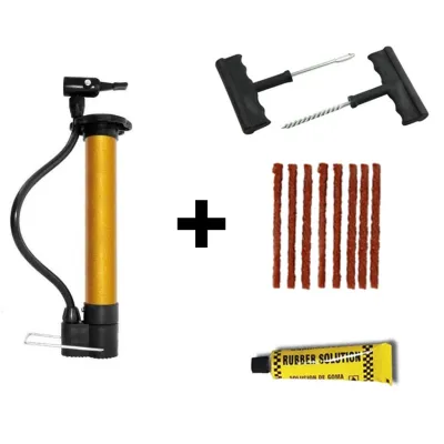 Alat Tambal Ban Tubeless Praktis dan Pompa Angin Mini Serbaguna - Tambal Ban Tubeless Motor mobil - Pompa Ban Motor dan Mobil - Pompa Ban Sepeda
