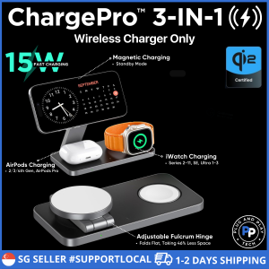 3-IN-1 Wireless Charger Stand iPhone 17 16 15 14 Pro Max AirPods Pro iWatch Ultra 3 2 Series 11 10 SE | Cable Included | 15W Qi Fast Charging Portable Dock Magnetic