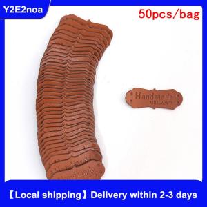 【Local shipping】 50Pcs PU Leather Tags Handmade With Love Labels Sewing Craft DIY Knittin Tags