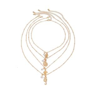 1 Bộ Mùa Hè Vòng cổ cho lớp phong cách vỏ treo rùa cá ngựa Dây chuyền cổ sắt hợp kim Quà Tặng 4pcs