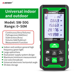 【Indoor/Outdoor】SNDWAY Laser Range Finder 50M 70M 100M Green Light Distance Meter Indoor/Outdoor Trena Lazer Tape Measure Roulette Measurer Tool