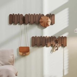 xpkQ Solid Wood Hooks Minimalist Piano Key Foldable Hooks Creative Door Back Coat Rack Sturdy Wall Hanging Home Storage 9R3H1