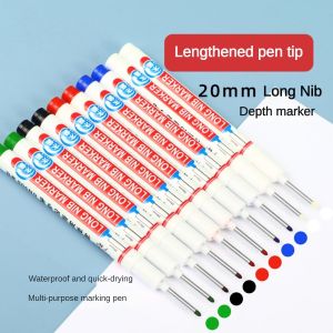12PCs For Metal Rock Wood Fabric Plastic Canvas Glass Mugs Painting 20mm Long Tip Deep Hole Extension Marker Oil Based Paint Markers Quick Drying and Waterproof Green/Red/Black/Blue/White Ink