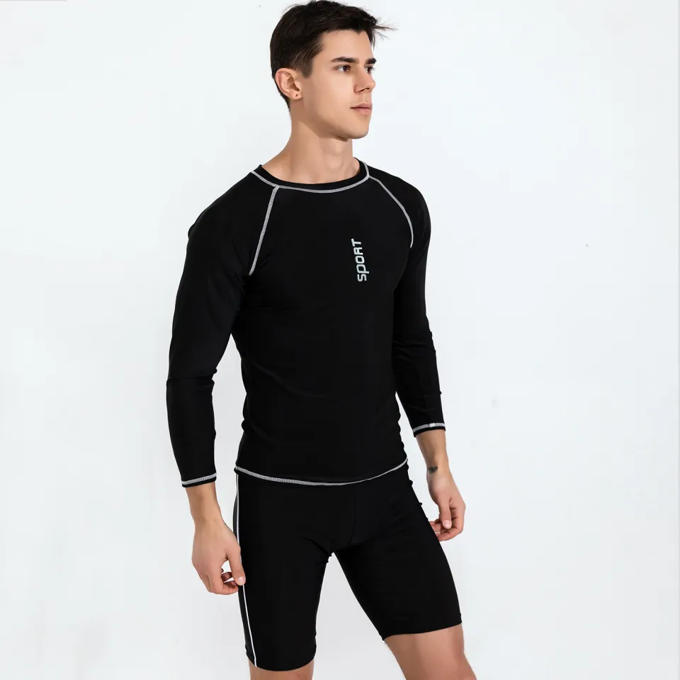 Men swimwear, split body, long sleeved sun protection, quick