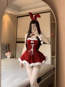 U Gonna S ชุดนอนคริสต์มาสชุดชั้นในดันแขนกุดสีแดงสำหรับเสื้อผ้ากุลสตรีชุดนอนแฟชั่น2025ดีไซน์ใหม่ยืดหยุ่นของขวัญคริสต์มาสสำหรับงานเลี้ยง