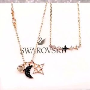 SWAROVSKI necklace SWAROVSKI GLOWING double-layer two-in-one star-moon necklace crystal star-moon element clavicle necklace Valentines Day gift with gift birthday gift Ladys gift