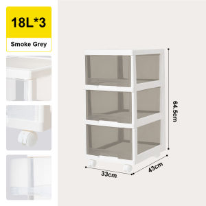 Citylife 3-Tier Transparent Drawer Storage Cabinet With Wheels Space Saving Large Capacity Organizer