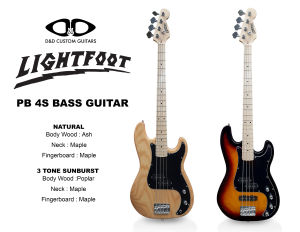 D&D Lightfoot PB 4S Bass Guitar (Natural)