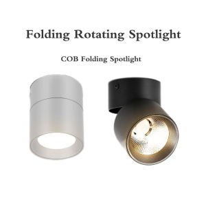 YHLAMP Foldable Spotlight LED Downlight Black White Ceiling Light Surface Mounted Downlights Spotlights COB Light Source 220V Corridor Aisle Lamp Indoor Lighting