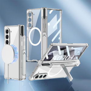 Transparent Case For Samsung Galaxy Z Fold 7 Fold 6 Fold 5 Shockproof with Screen Protector Bracket