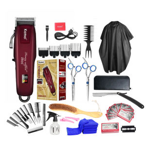 Paket Alat Cukur Rambut Kemei KM 2600 PG Hair Clipper Rechargeable Cordless Electric LCD Mesin Cukur