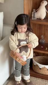 Childrens Winter Thickened Sweatshirt 2025 Korean-style childrens clothing warm clothing for babies girls fleece-lined bear outfit