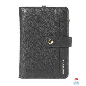 Dux Ducis RFID Multi-Functional Passport Holder - Double Layer Pouch Leather Boarding Pass Bill Compartment Wallet Card Slots Sim Coin Pocket ID Airtag Lanyard Strap Detachable PU Elegant Texture Good Quality High Black Brown Grey Design Carrier Travel